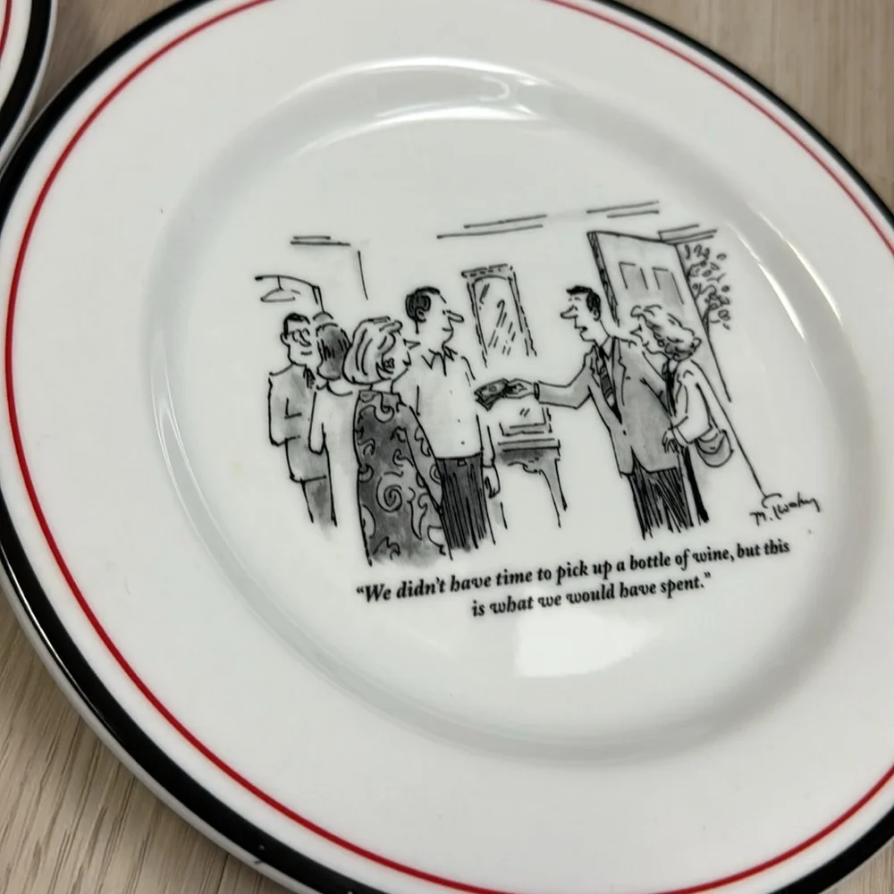 Restoration hardware New Yorker plate set cartoons 5 PC RESTORATION HARDWARE